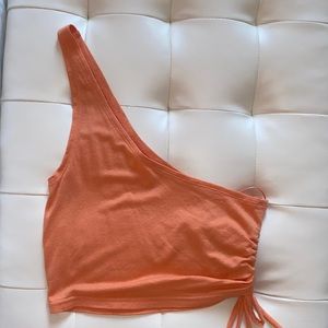 One shoulder crop top with ruched side